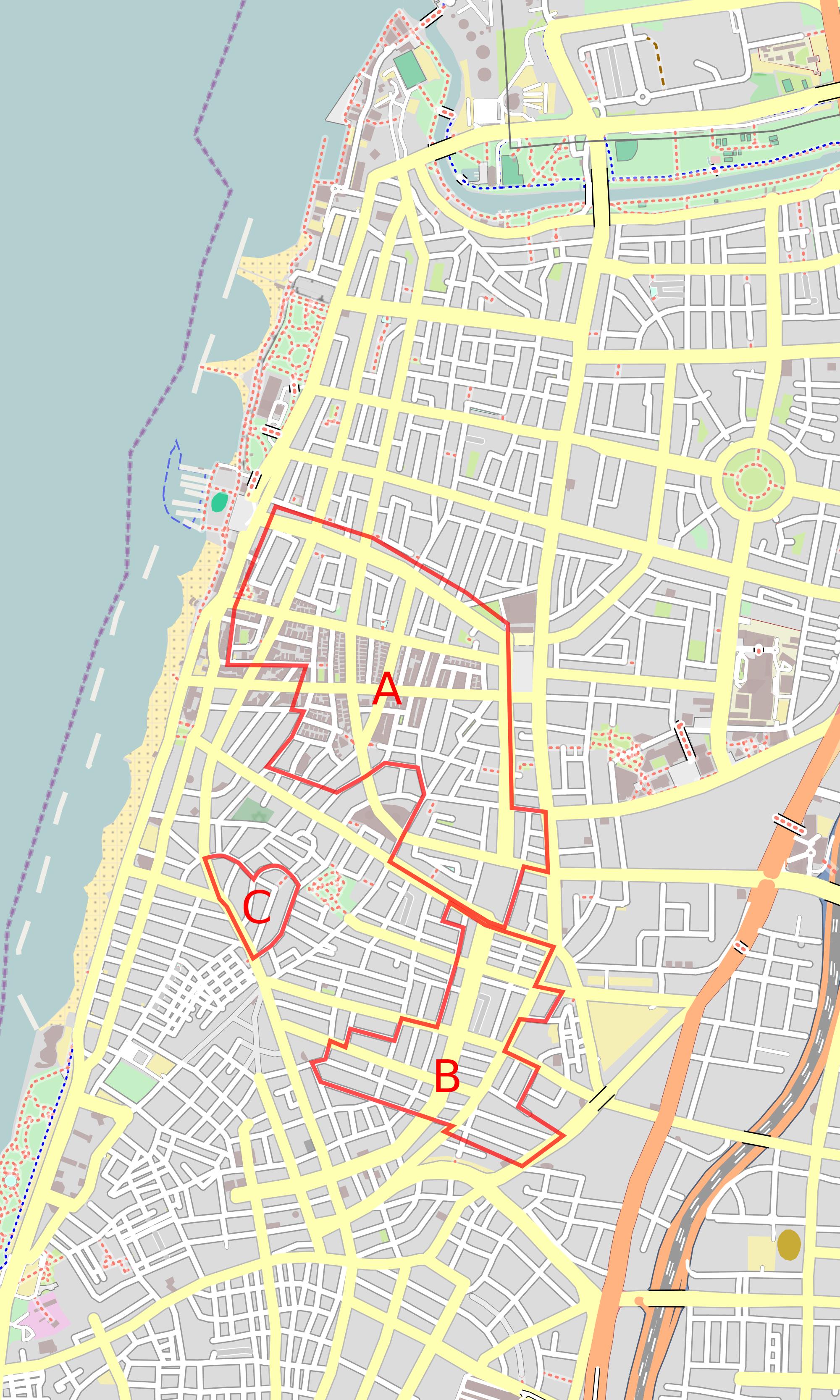 Белый город Тель-Авива на карте - карта Белый город Тель-Авив (Израиль)