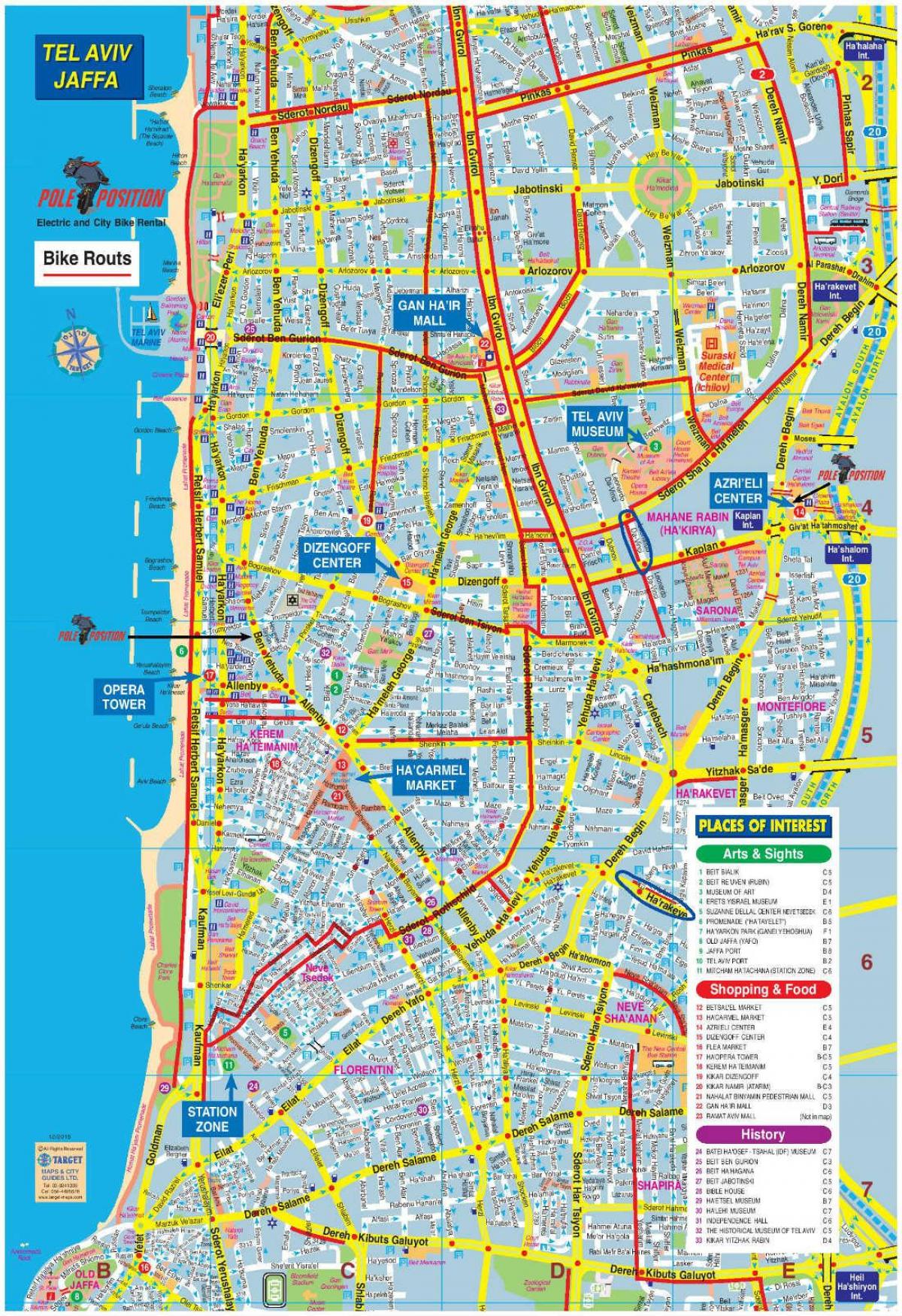 карта Тель-Авива на велосипеде