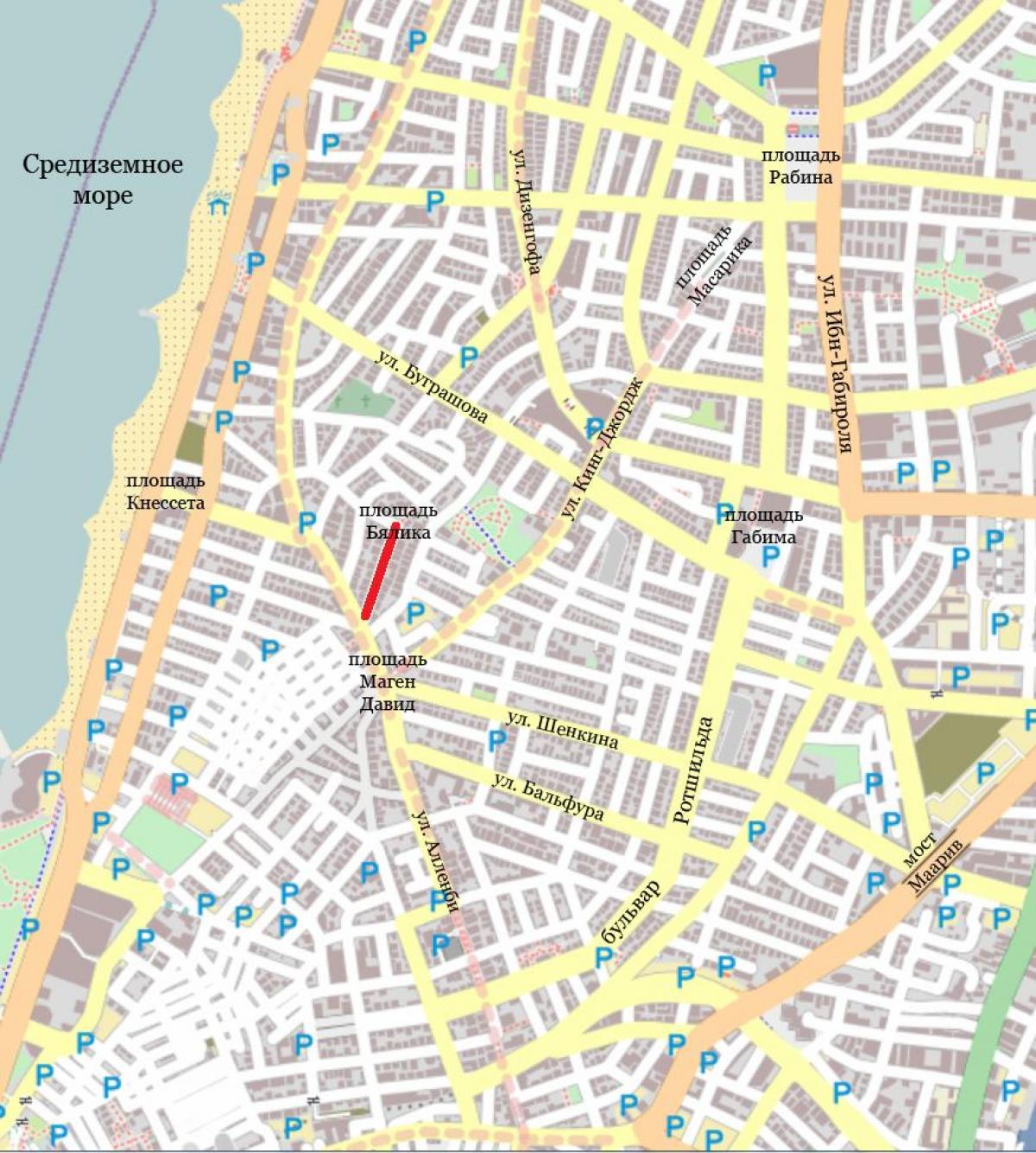 карта улиц Тель-Авива, Израиль