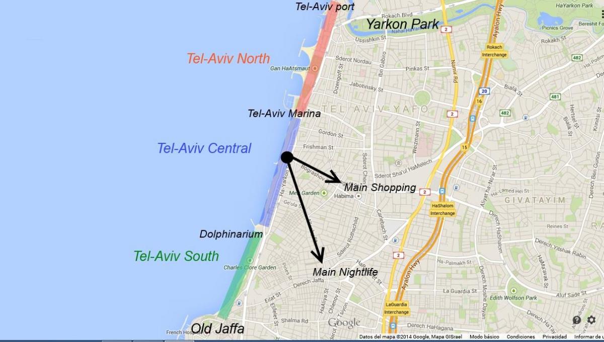 карта Тель-Авиве ночная жизнь