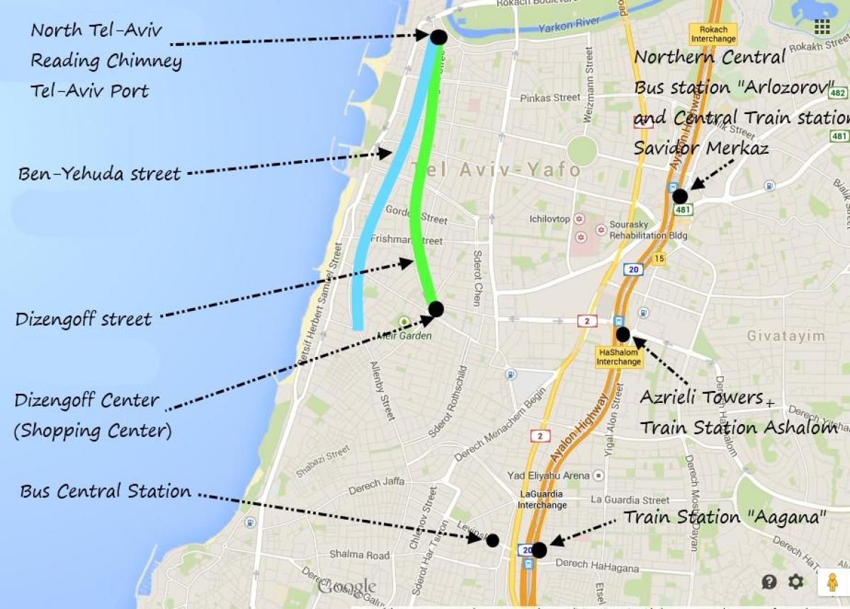 карта Тель-Авива на общественном транспорте