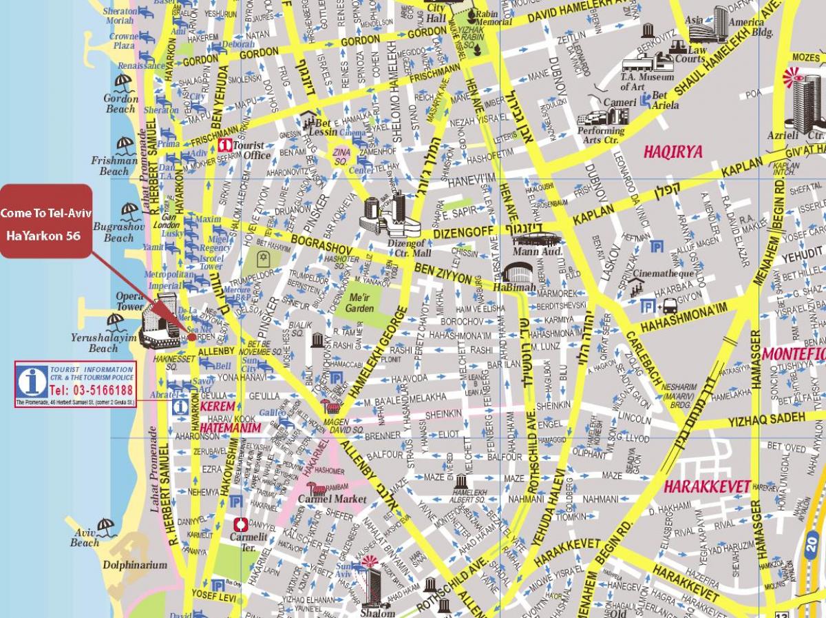 карта Тель-Авива пешеходная экскурсия