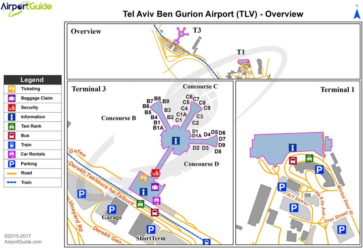 терминал аэропорта Бен-Гурион 3 карте