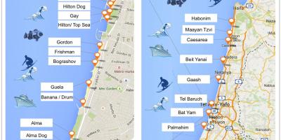 Карта пляжи Тель-Авива